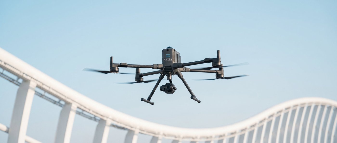 Clear Sky Drones-branded autonomous drone in flight — engineered for Qatar's industries