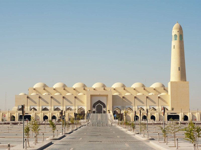 Qatar State Mosque, Doha — heritage façade cleaning by Clear Sky Drones