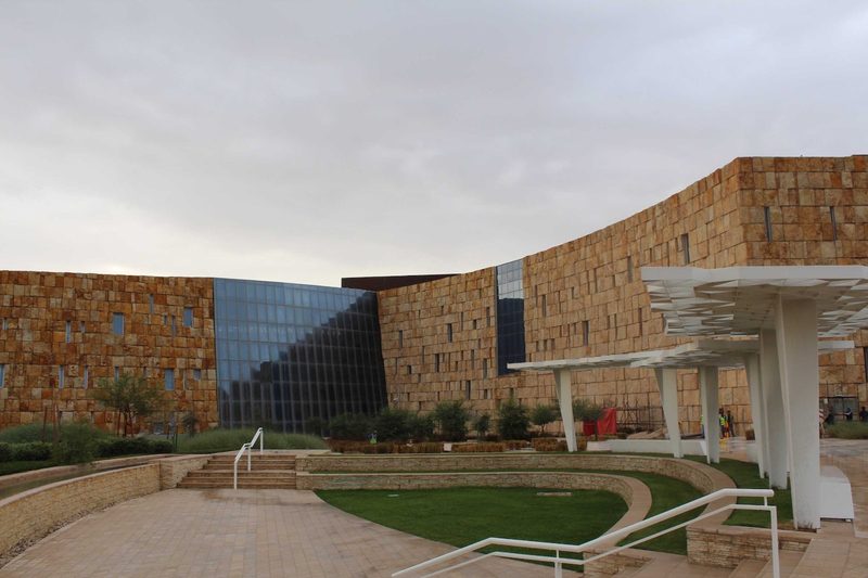Modern school campus in Qatar — drone cleaning by Clear Sky Drones