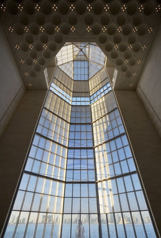 Museum of Islamic Art atrium, Doha — large architectural glazing and window cleaning by Clear Sky Drones